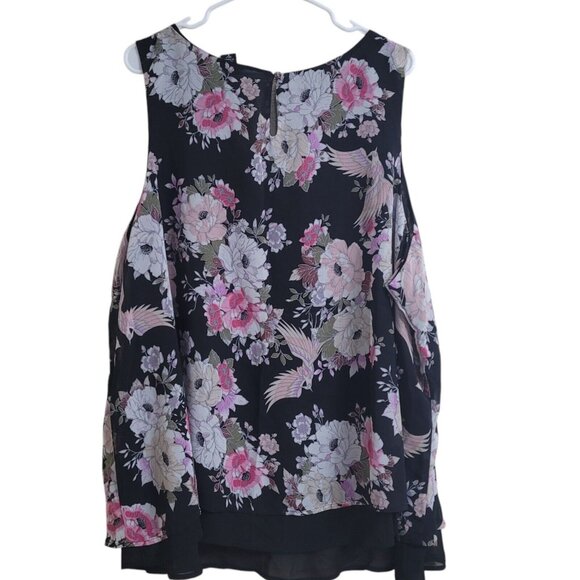 NEW PLUS SIZE 4X Torrid Floral Chiffon Double Layer Tank Top Black Pink 4X‎ - Picture 4 of 14